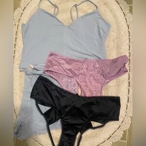 Victoria's Secret Black, Purple, and Blue Panties Set